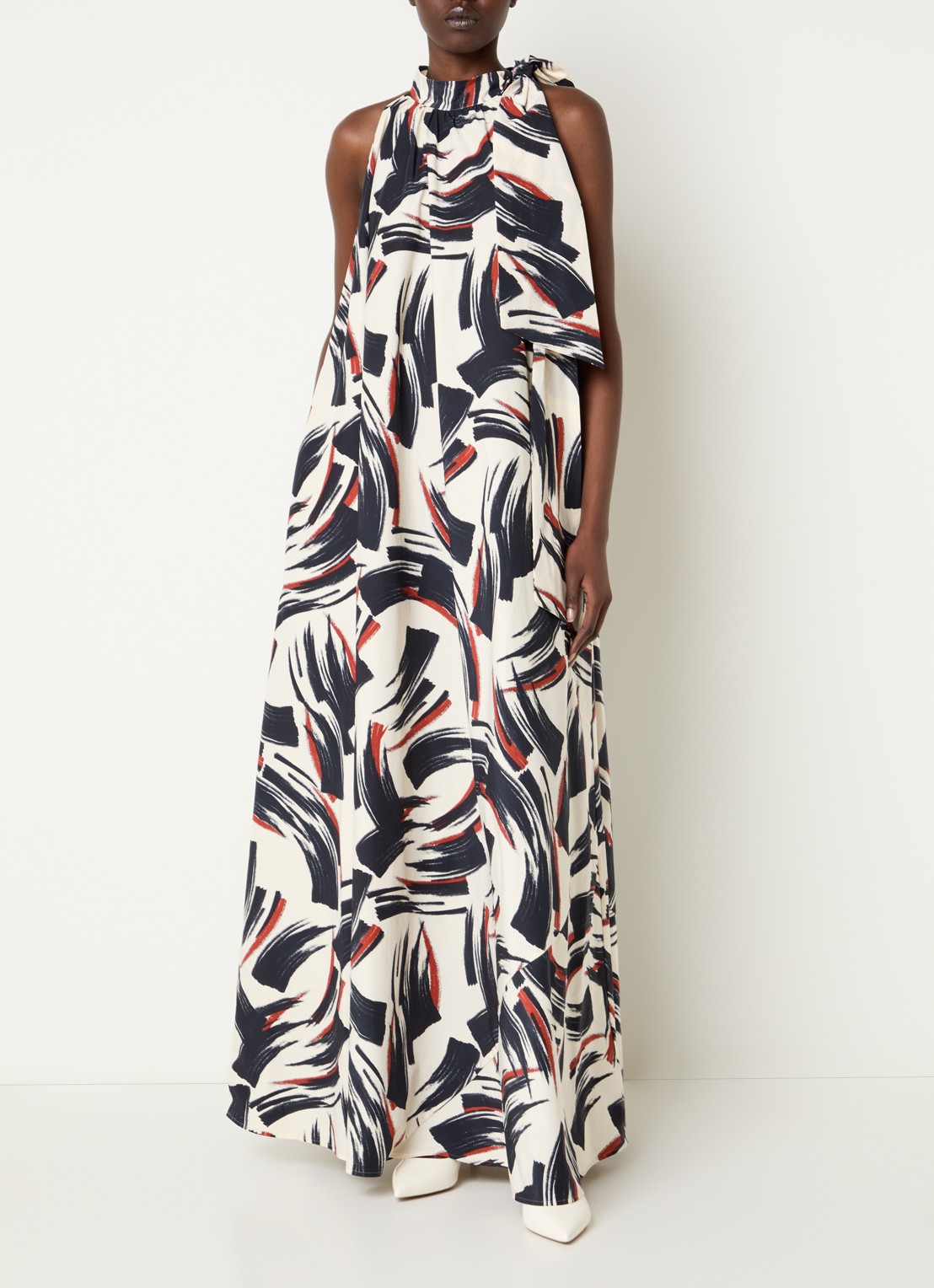 Essentiel Antwerp Maxi jurk met print - detail 4 gebroken wit