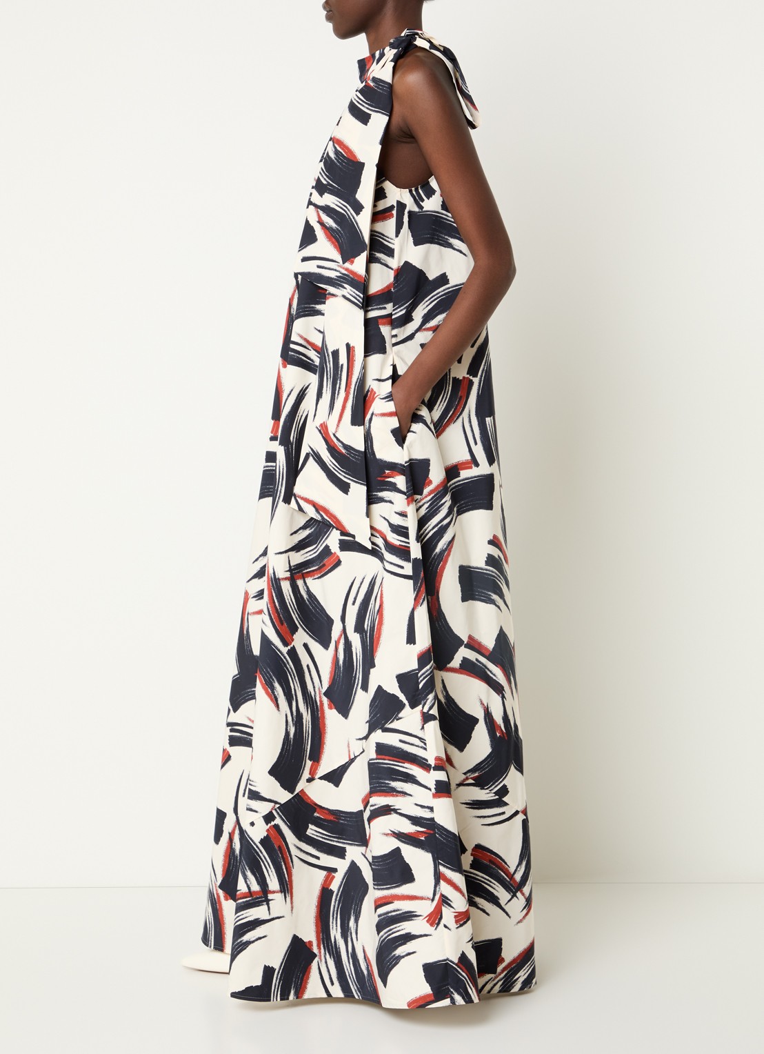 Essentiel Antwerp Maxi jurk met print - voorkant 2 gebroken wit