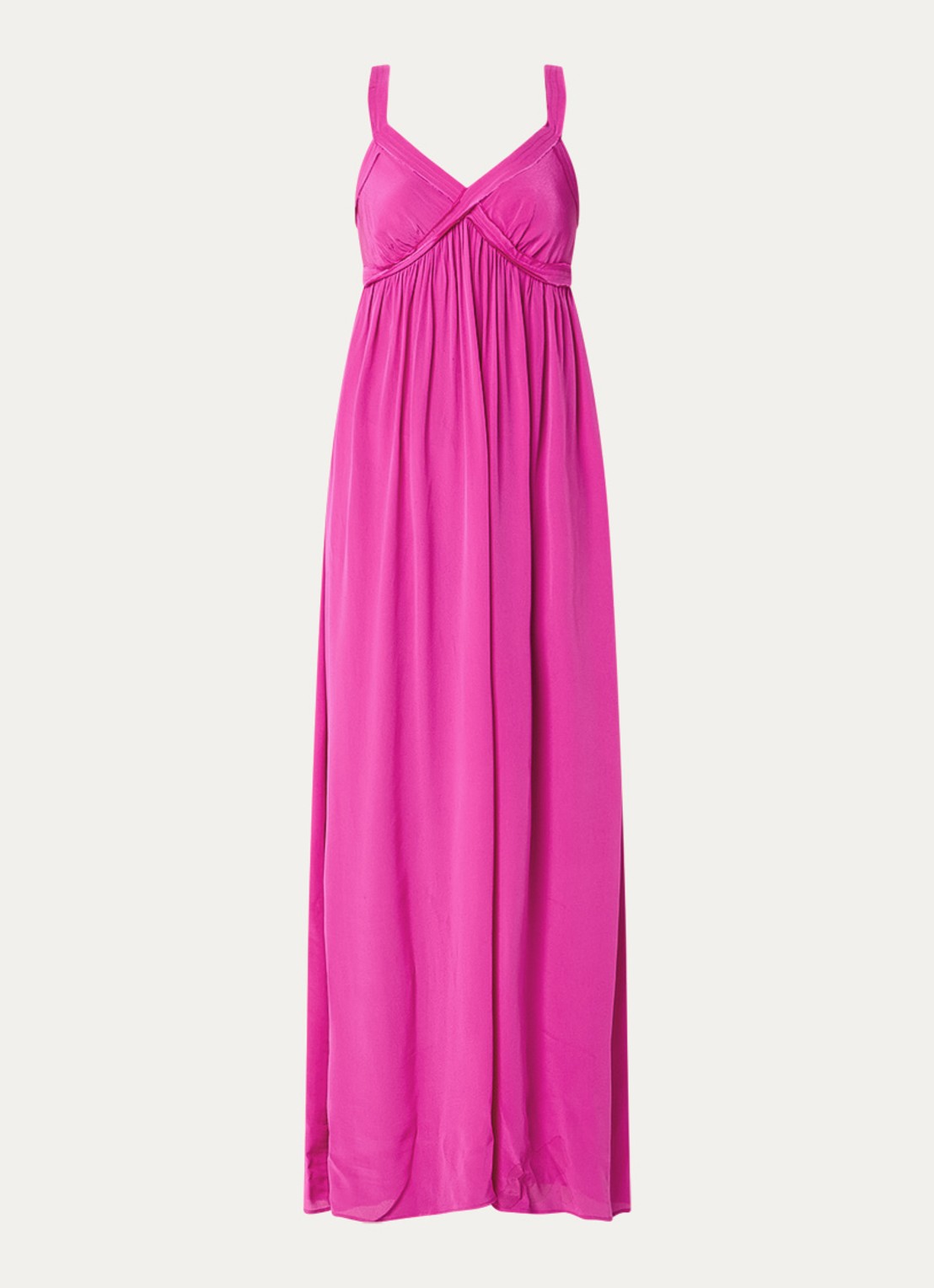 Essentiel Antwerp Maxi jurk met V-hals - voorkant fuchsia