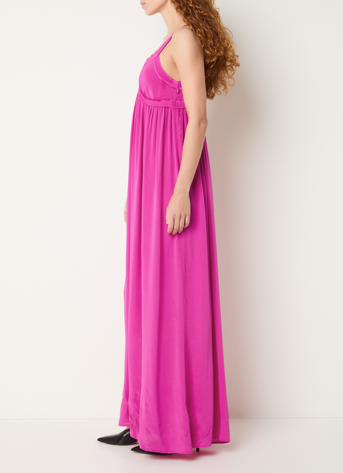 Essentiel Antwerp Maxi jurk met V-hals - voorkant 2 fuchsia