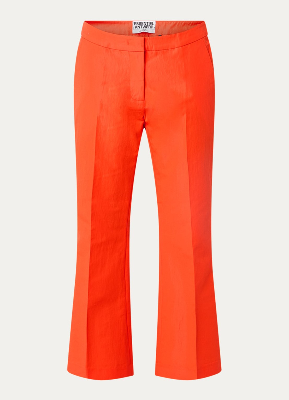 Essentiel Antwerp Mid waist cropped flared fit pantalon met steekzakken - voorkant oranjerood