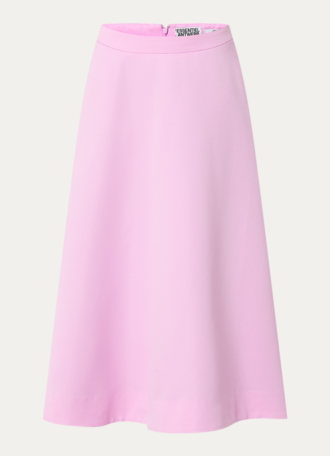 Essentiel Antwerp Midi A-lijn rok met steekzakken en bloemenprint - voorkant 2 roze
