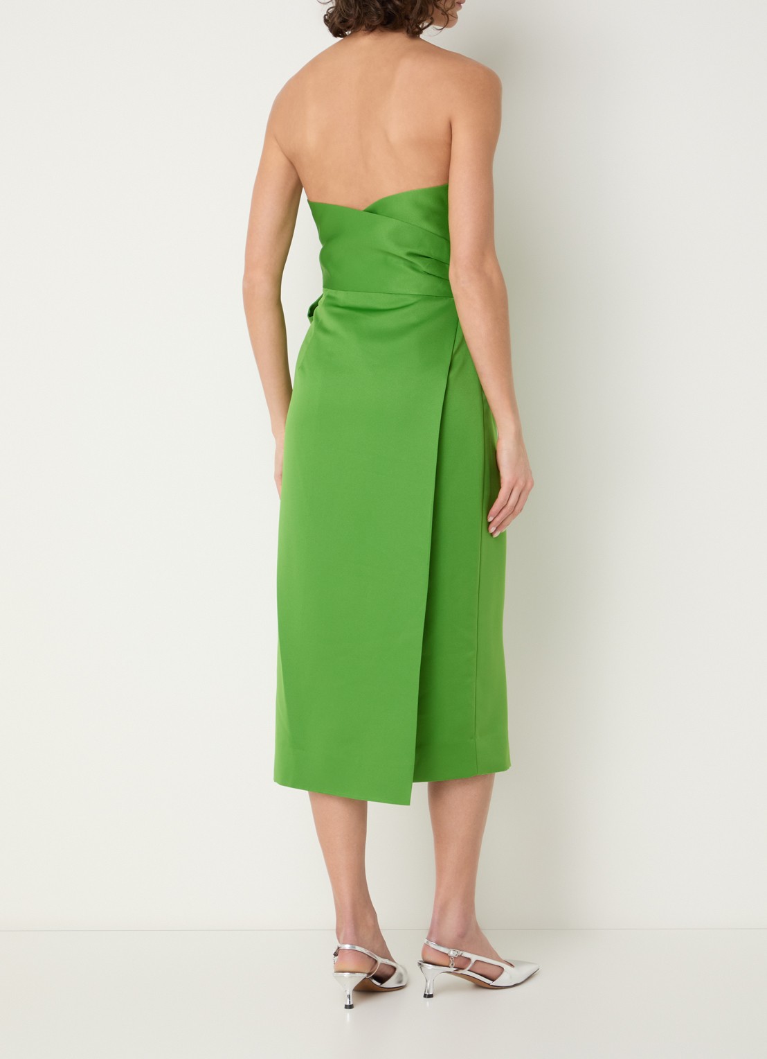 Essentiel Antwerp Midi jurk met strikceintuur - achterkant 4 groen