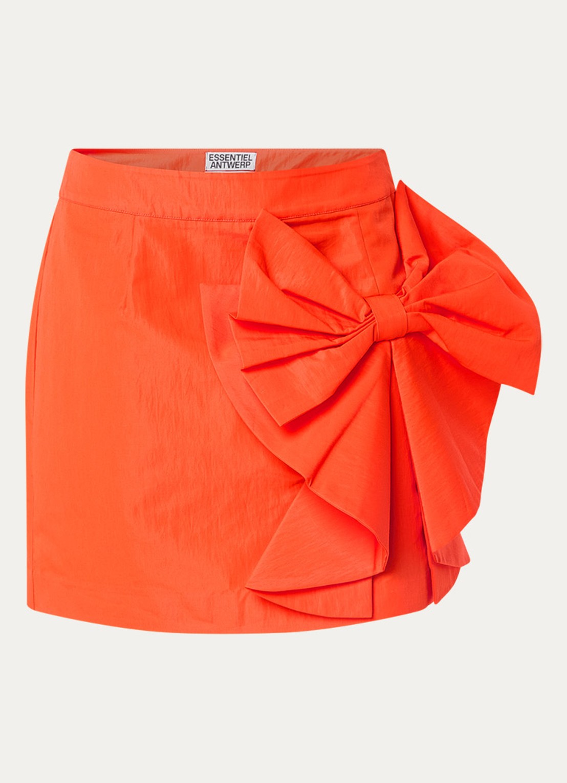 Essentiel Antwerp Mini rok met strikdetail - voorkant oranjerood