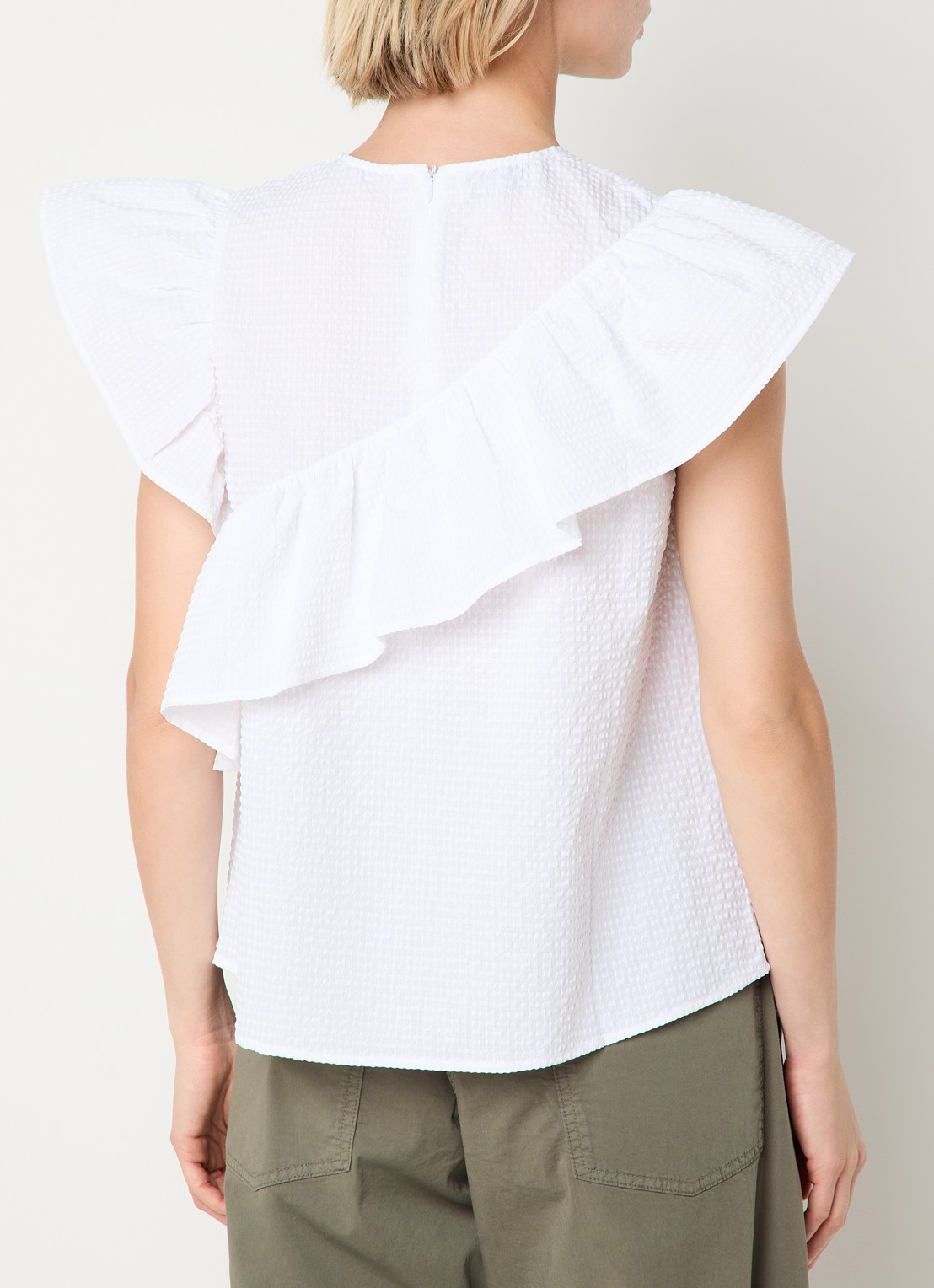 Essentiel Antwerp Mouwloze top met volant - achterkant 4 wit
