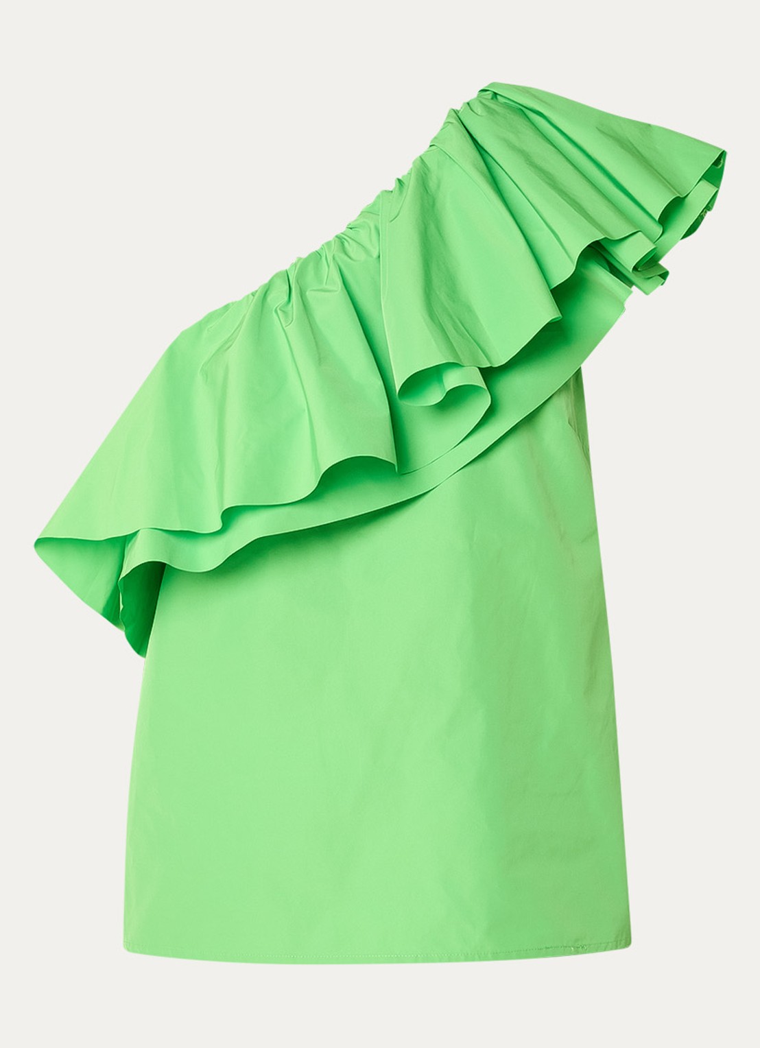 Essentiel Antwerp One shoulder top met volant - voorkant 2 groen