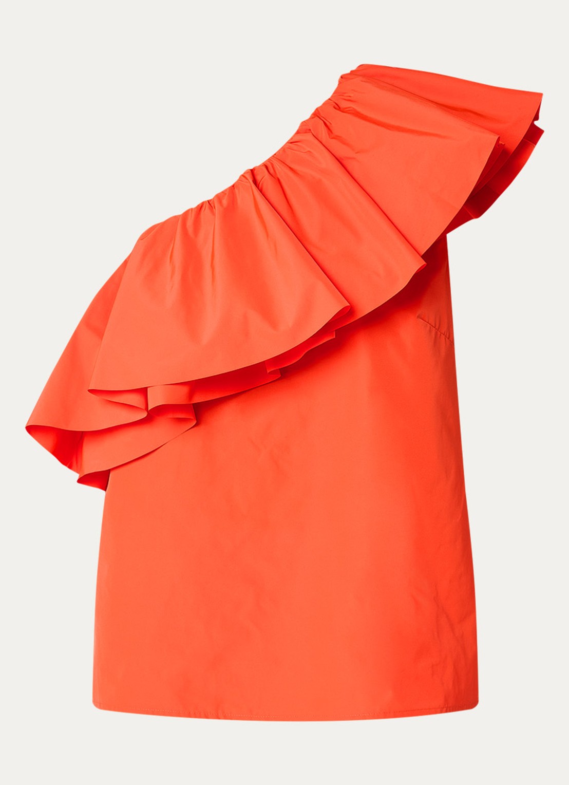 Essentiel Antwerp One shoulder top met volant - voorkant 3 oranjerood