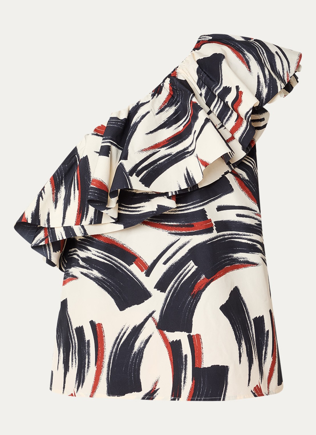 Essentiel Antwerp One shoulder top met volant - voorkant 2 donkerblauw