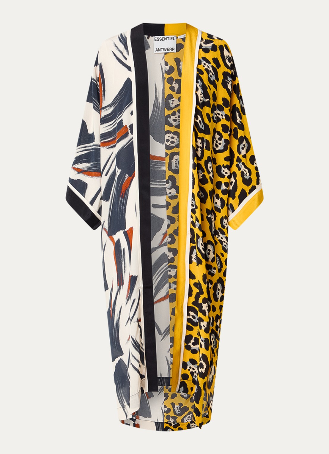 Essentiel Antwerp Openvallend vest met panterprint - voorkant 2 geel