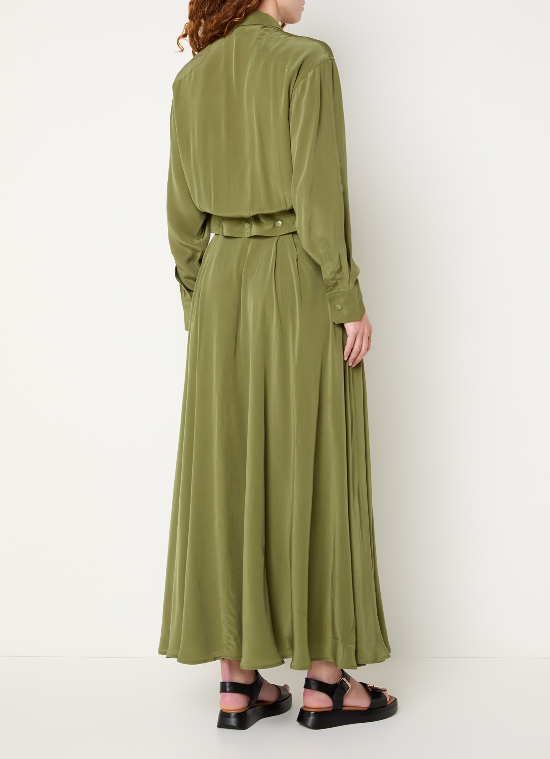 Essentiel Antwerp Playsuit met afneembare maxi plooirok - achterkant mosgroen