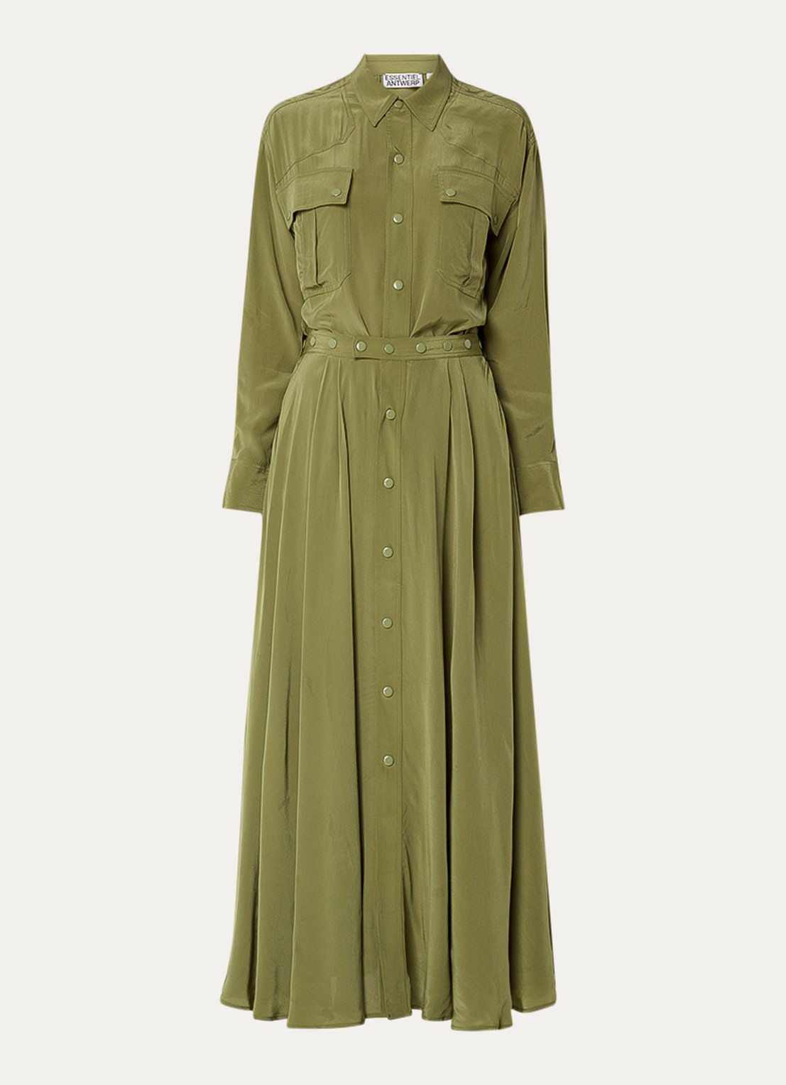 Essentiel Antwerp Playsuit met afneembare maxi plooirok - voorkant 3 mosgroen