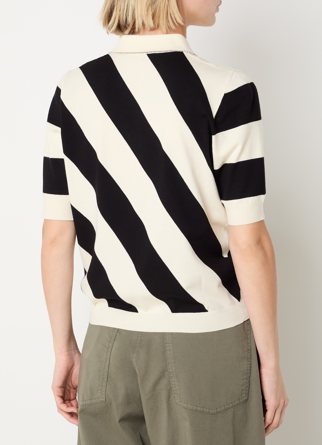 Essentiel Antwerp Polo met streepprint - achterkant 4 creme