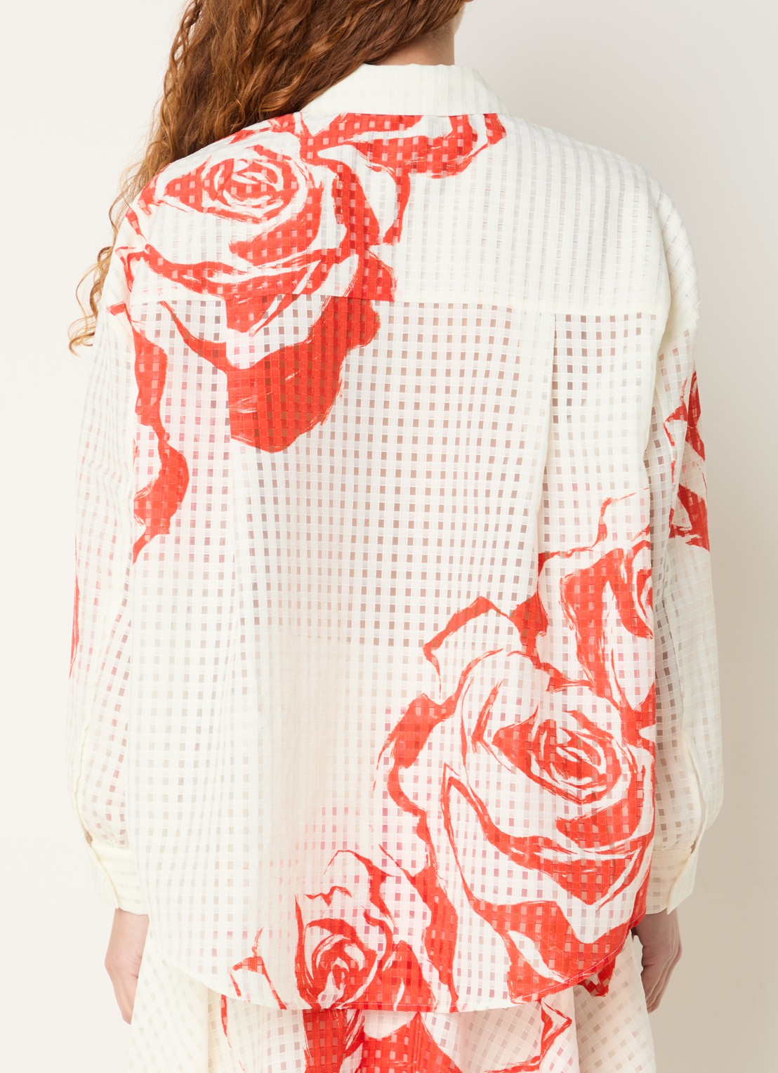 Essentiel Antwerp Semi-transparante blouse met print - achterkant 3 rood