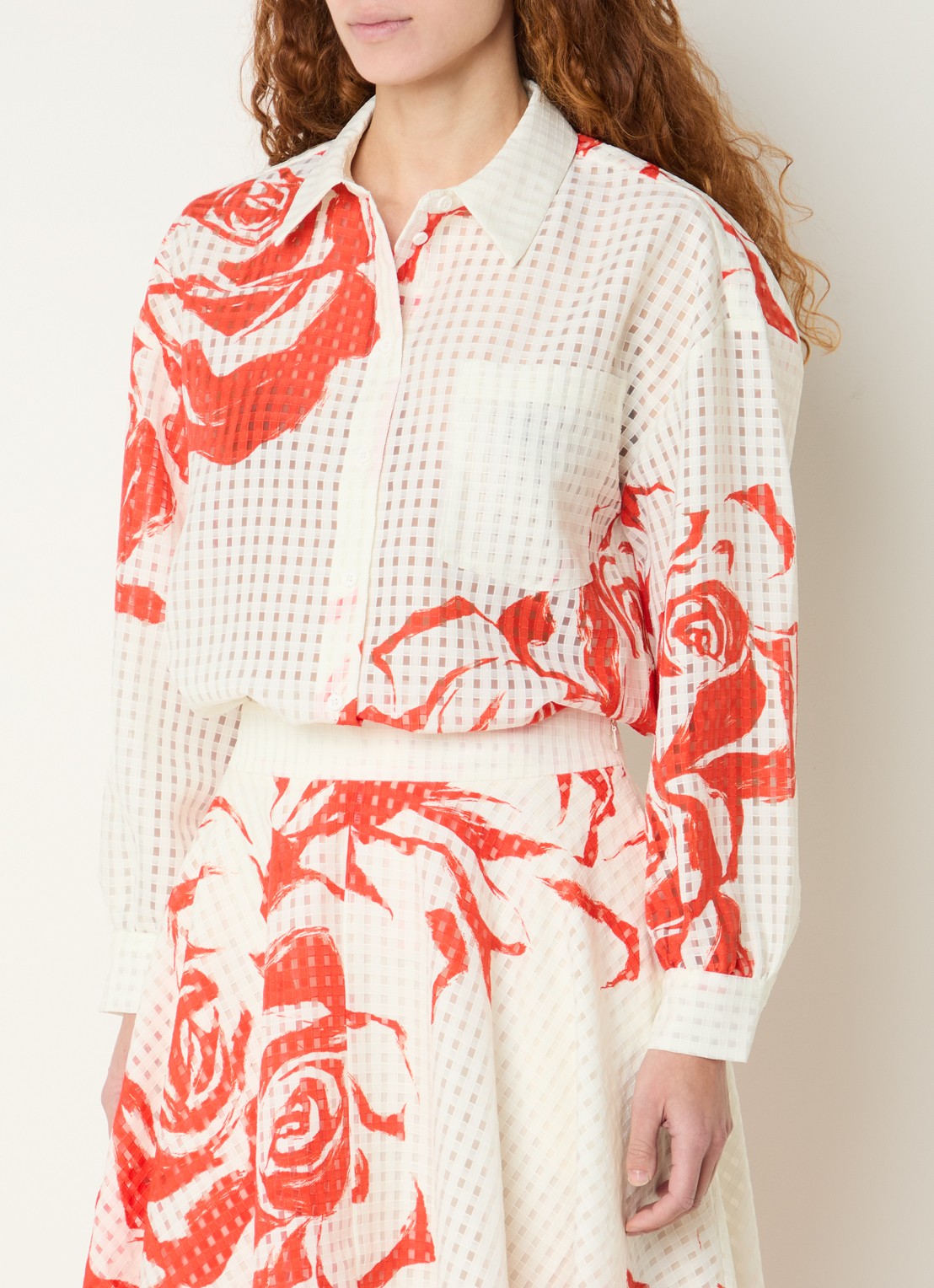 Essentiel Antwerp Semi-transparante blouse met print - detail 4 rood