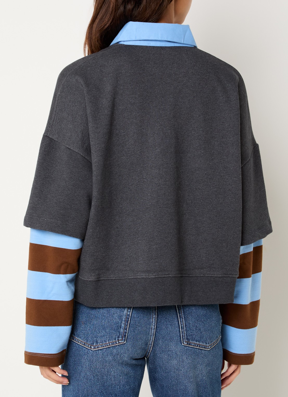 Essentiel Antwerp Sweater met kraag - achterkant 2 grijsmele