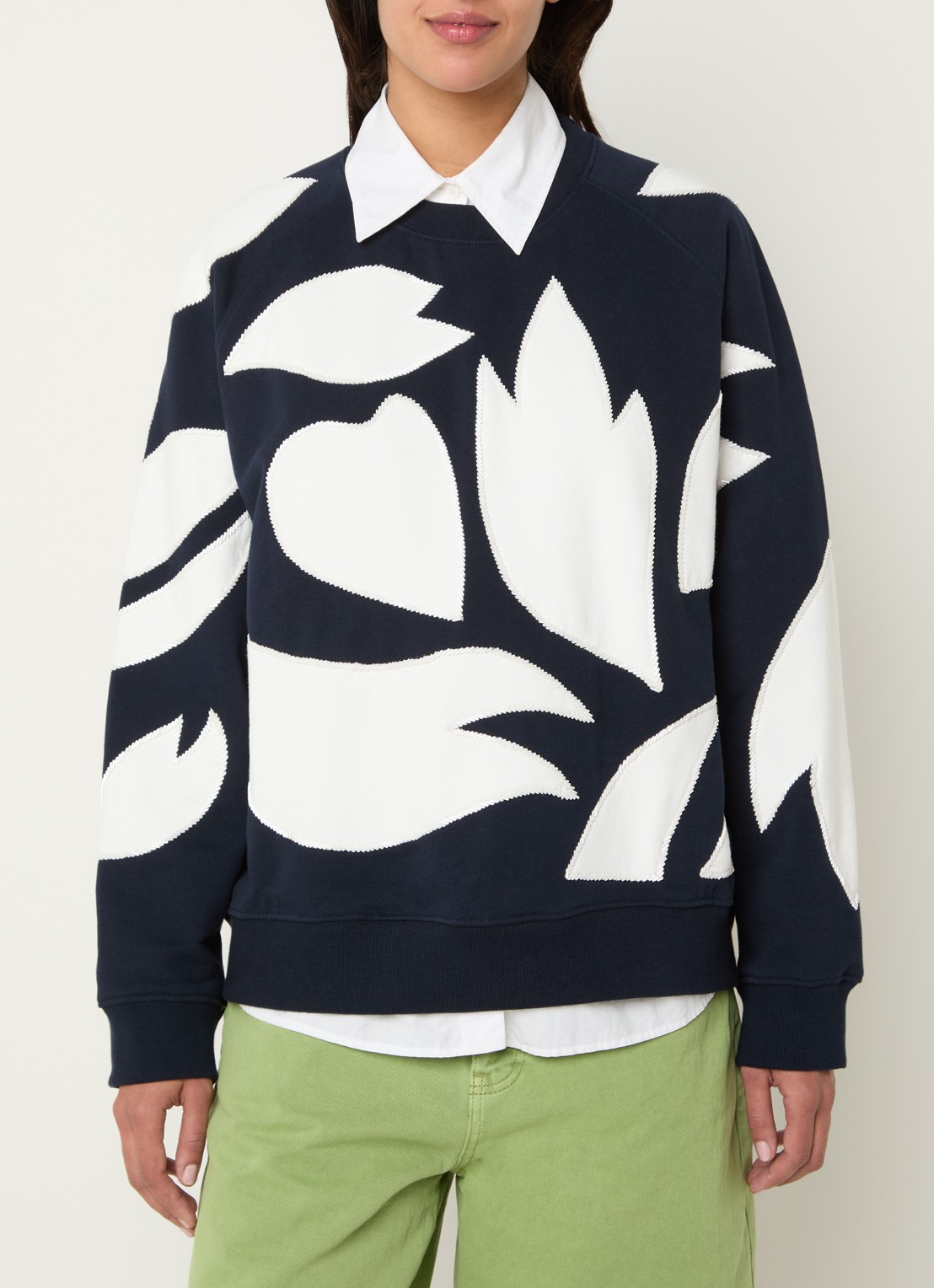 Essentiel Antwerp Sweater met print en strass - detail 4 donkerblauw
