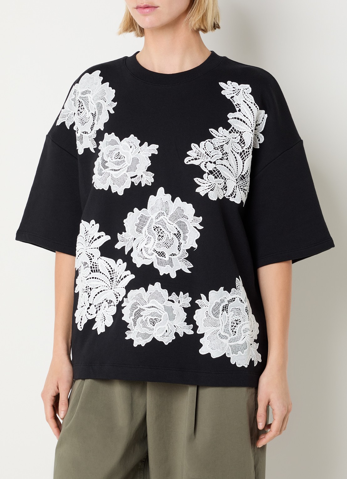 Essentiel Antwerp T-shirt met borduring - detail 3 donkerblauw