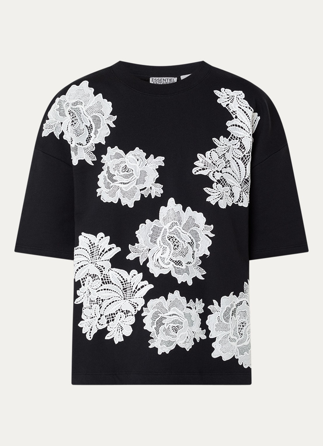 Essentiel Antwerp T-shirt met borduring - voorkant donkerblauw