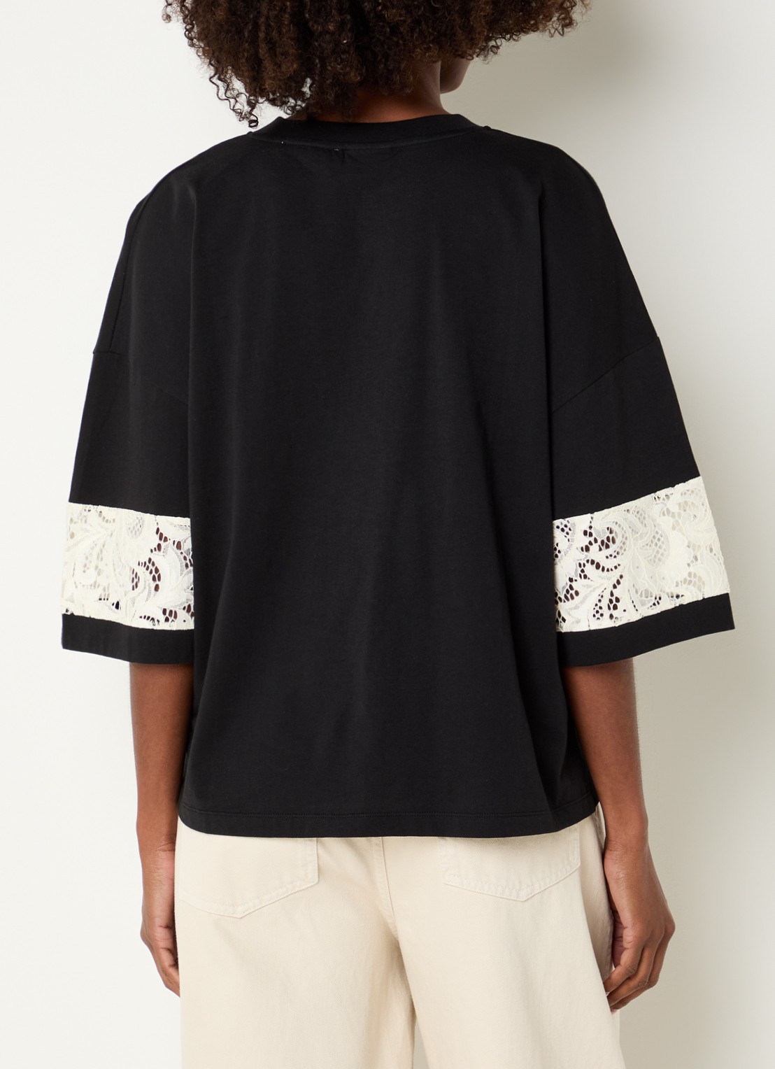 Essentiel Antwerp T-shirt met broderie - achterkant 4 zwart
