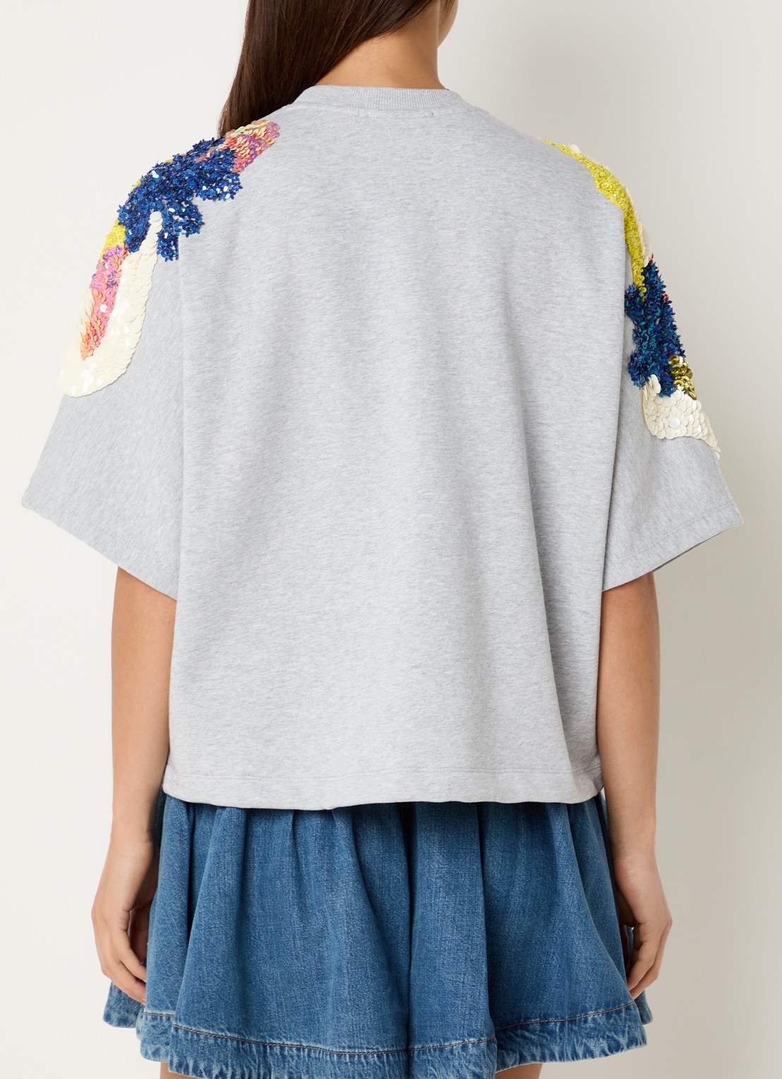 Essentiel Antwerp T-shirt met pailletten - achterkant grijsmele