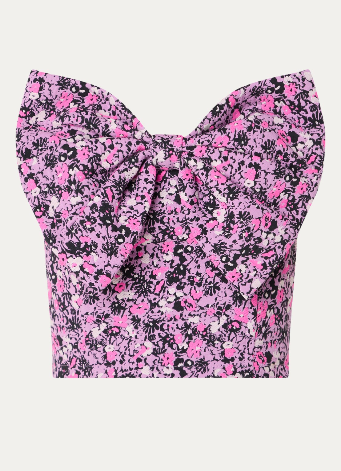 Essentiel Antwerp Top met bloemenprint en strikdetail - voorkant 2 paars