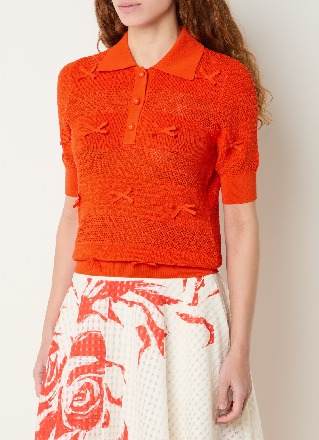 Essentiel Antwerp Top met opengewerkt dessin - detail 2 rood