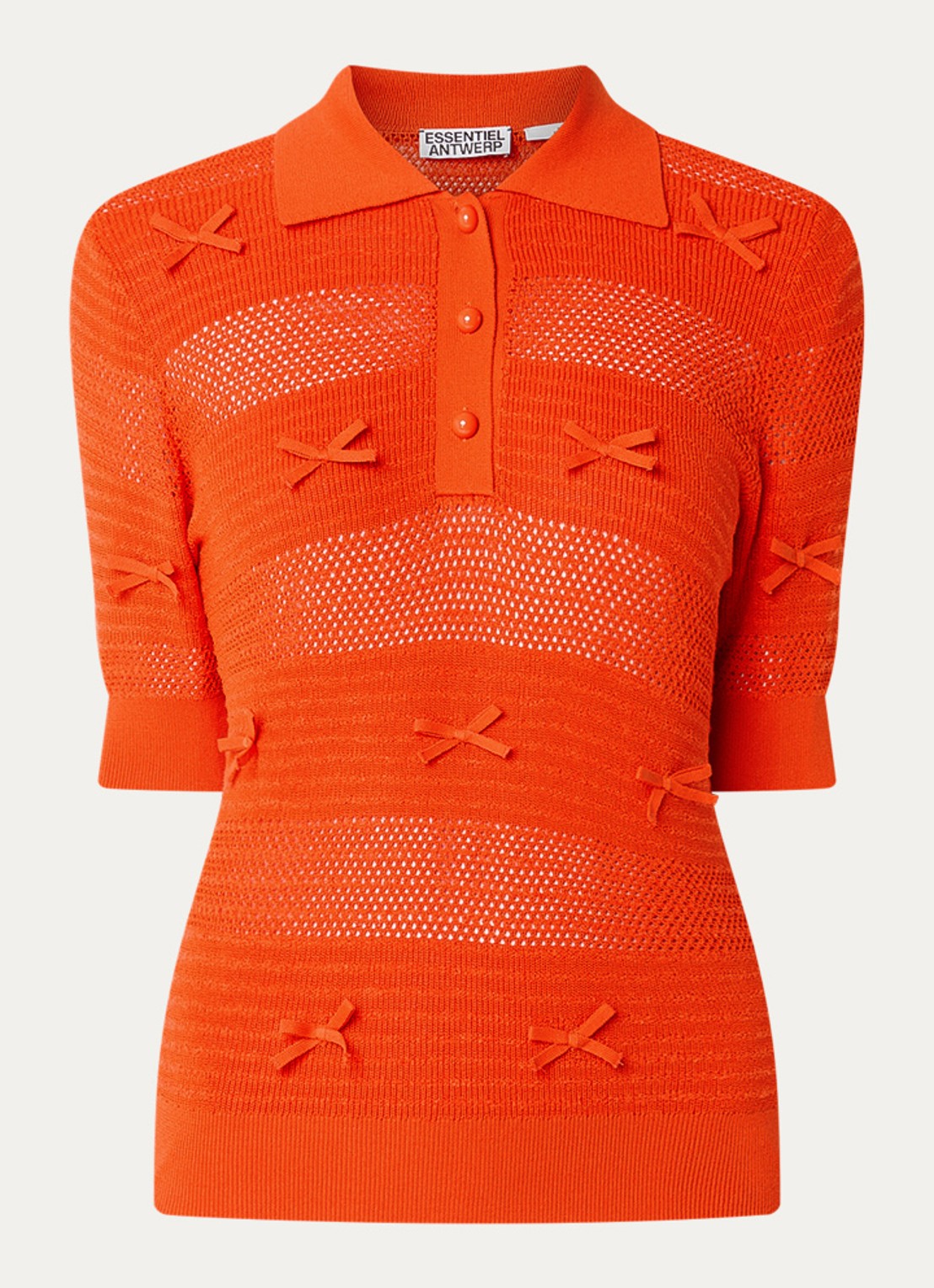 Essentiel Antwerp Top met opengewerkt dessin - voorkant 3 rood