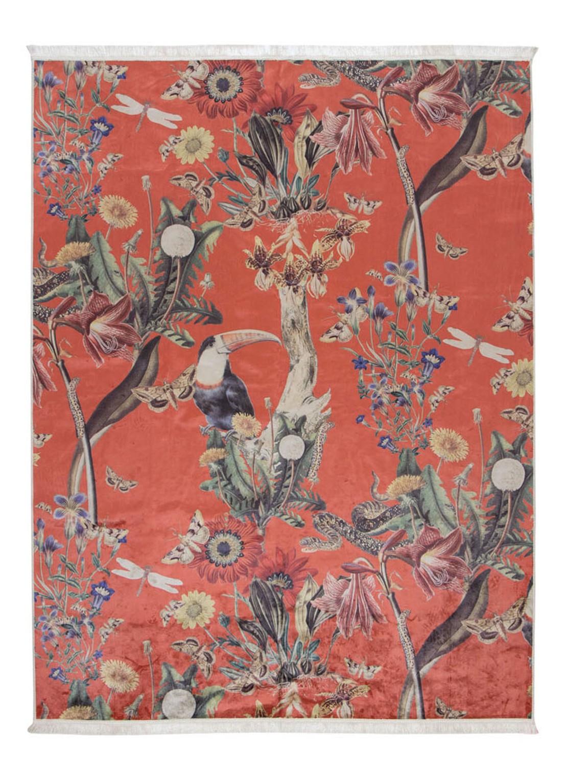 Essenza Airen vloerkleed met botanisch dessin  - voorkant 3 rood