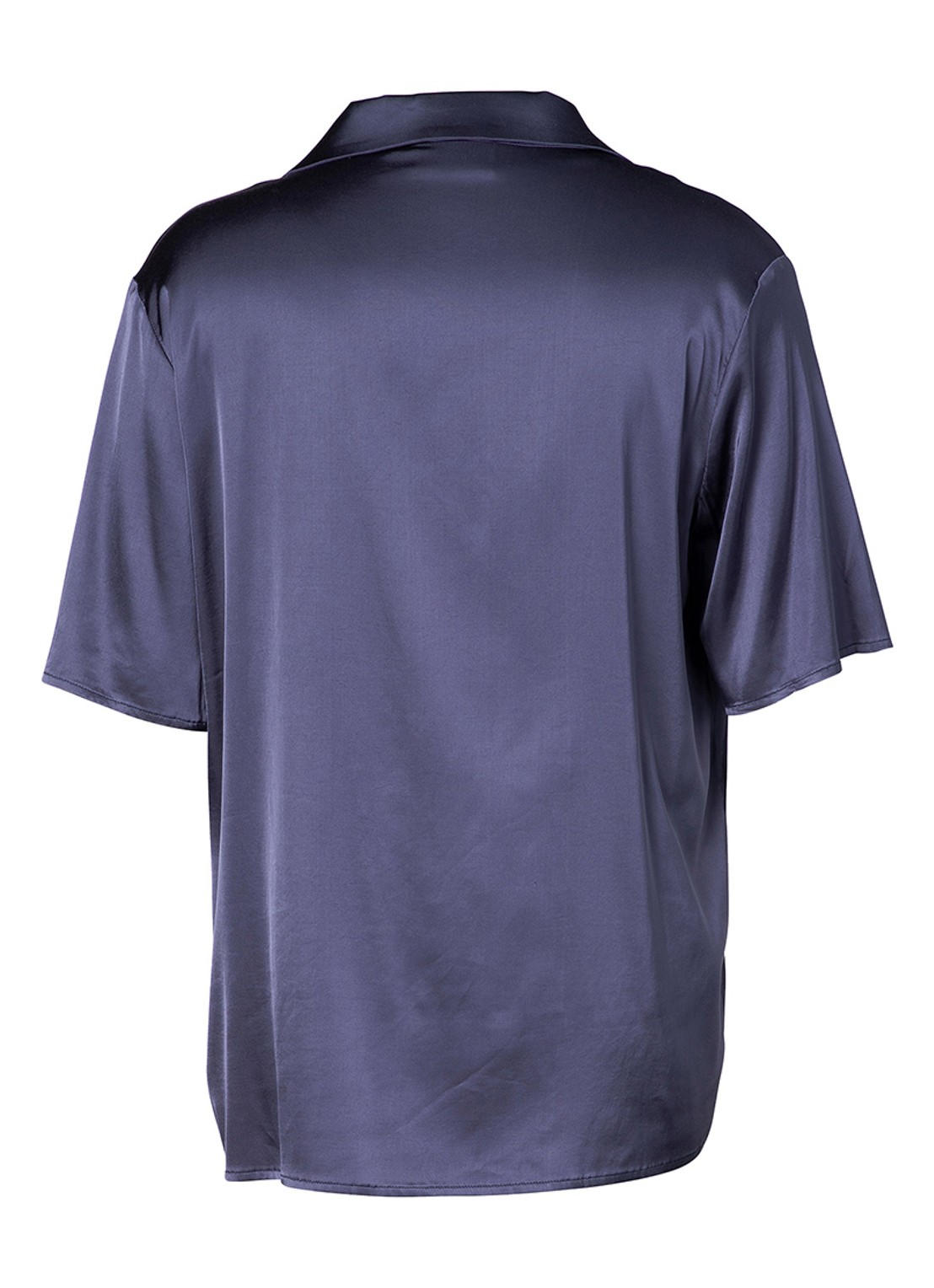 Essenza Elodie pyjamatop van satijn - voorkant 2 donkerblauw