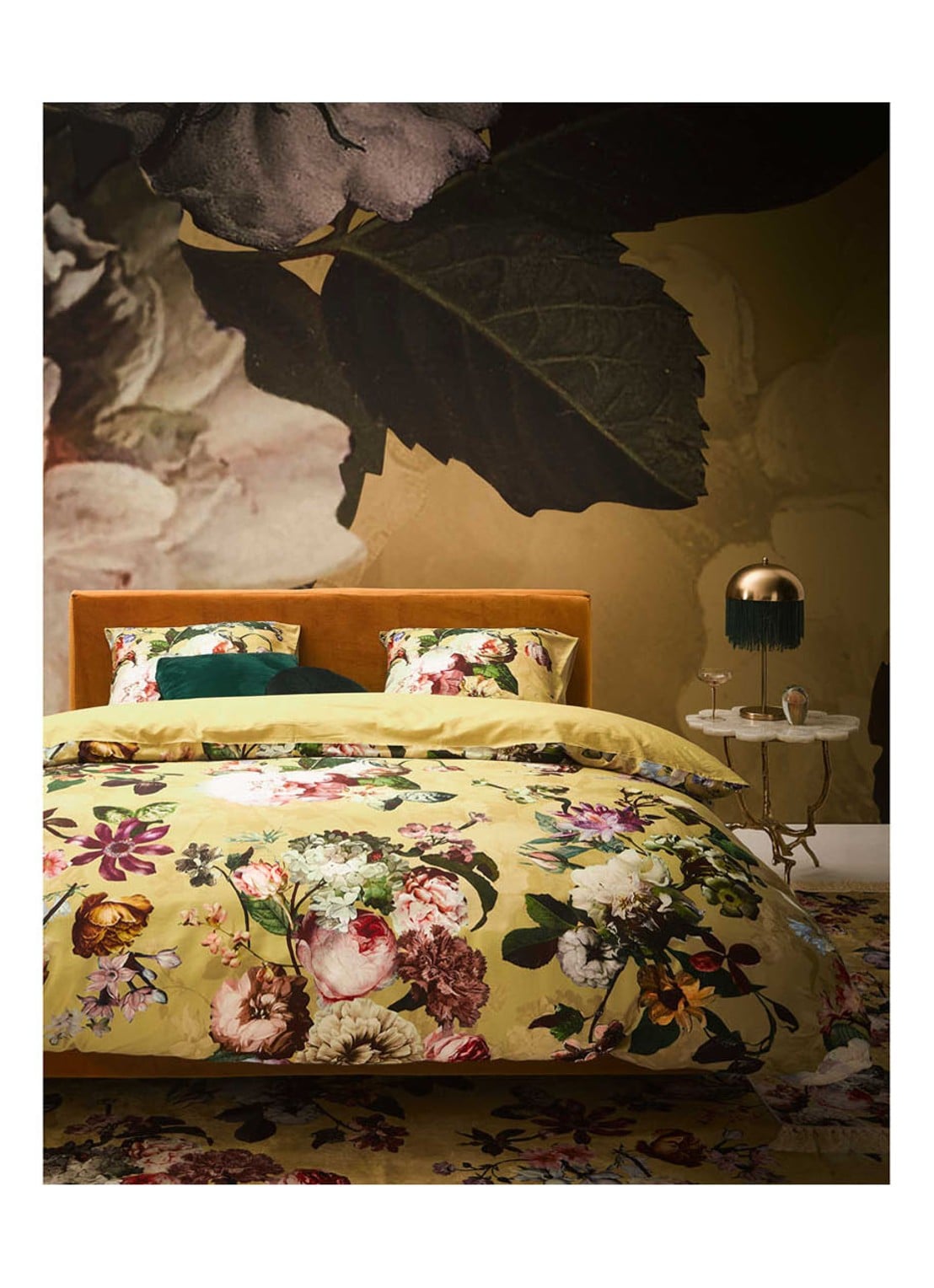 Essenza Fleur vloerkleed met bloemenprint 60 x 90 cm - detail 3 geel