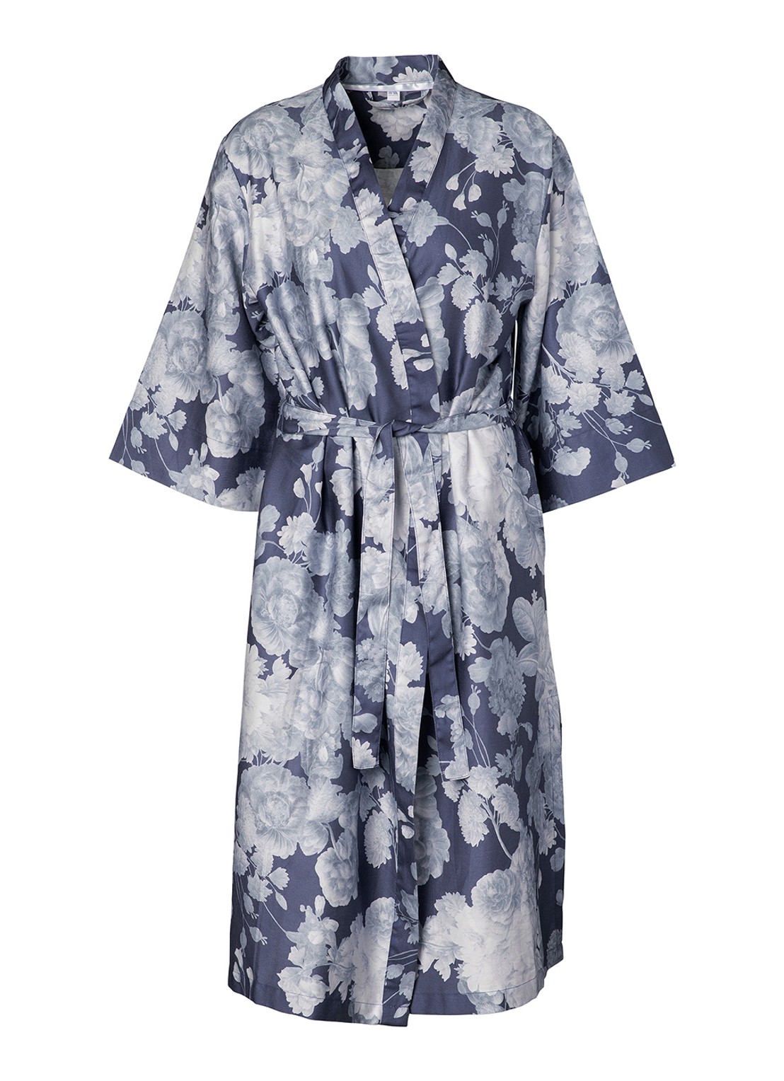 Essenza Ilona Eunice kimono met bloemenprint - voorkant 4 donkerblauw