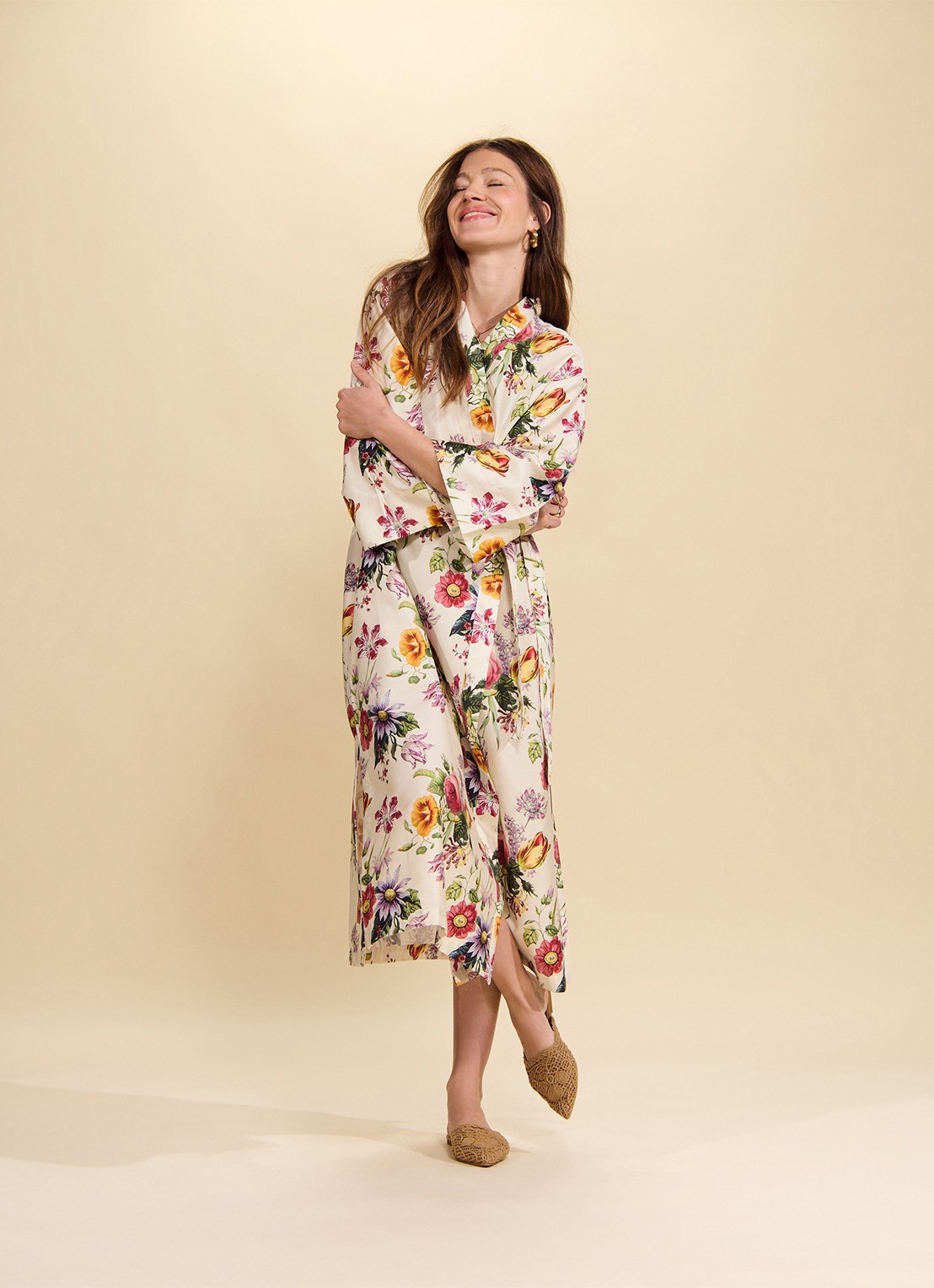 Essenza Ilona Florea kimono met bloemenprint - detail 3 multicolor