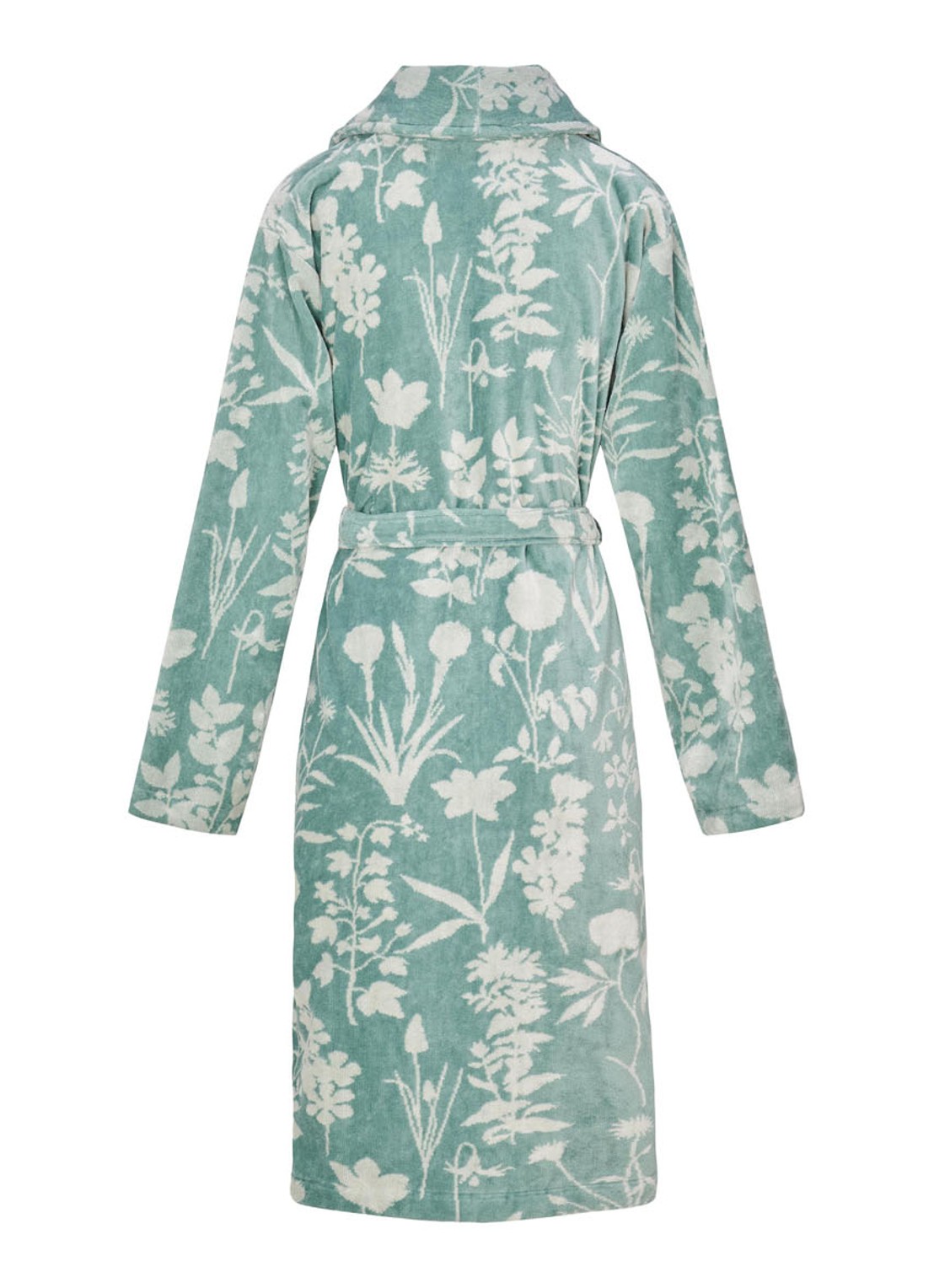 Essenza Maribel badjas met bloemenprint - voorkant 2 lindegroen