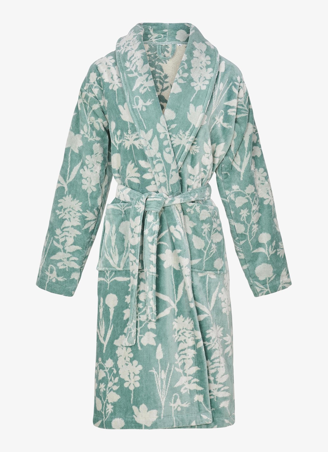 Essenza Maribel badjas met bloemenprint - voorkant 2 lindegroen