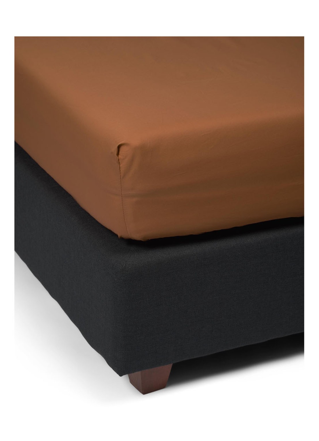 Essenza Minte hoeslaken van katoensatijn 300TC, hoekhoogte 35 cm - achterkant 5 oranjebruin