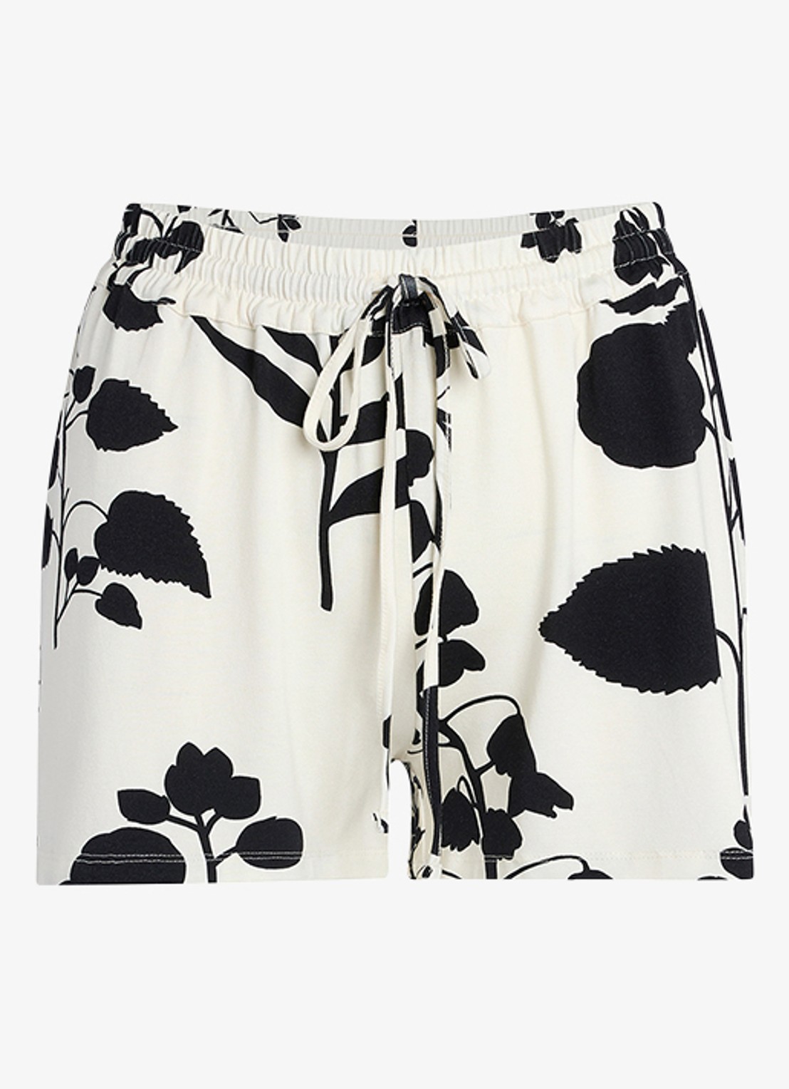 Essenza Nori Liva straight fit korte broek met bloemenprint - voorkant 4 gebroken wit