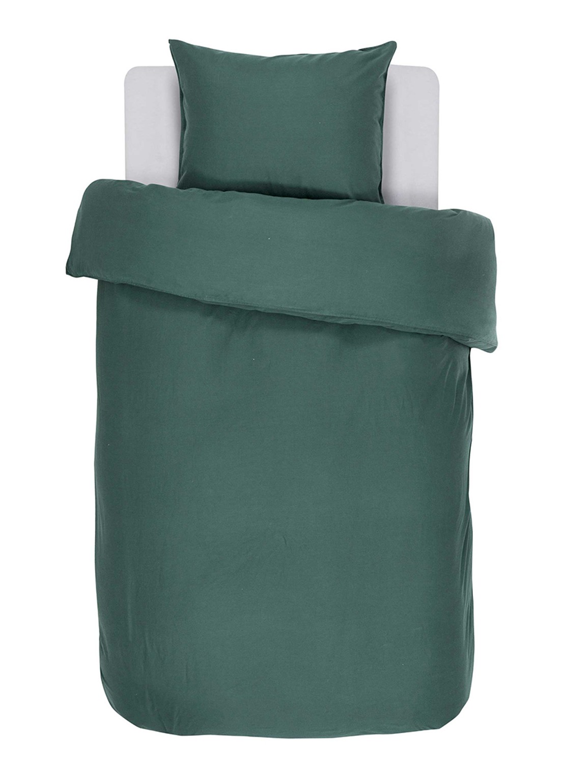 Essenza Premium Collection Minte katoensatijn dekbedovertrekset 300TC - inclusief kussenslopen - voorkant 2 flessengroen