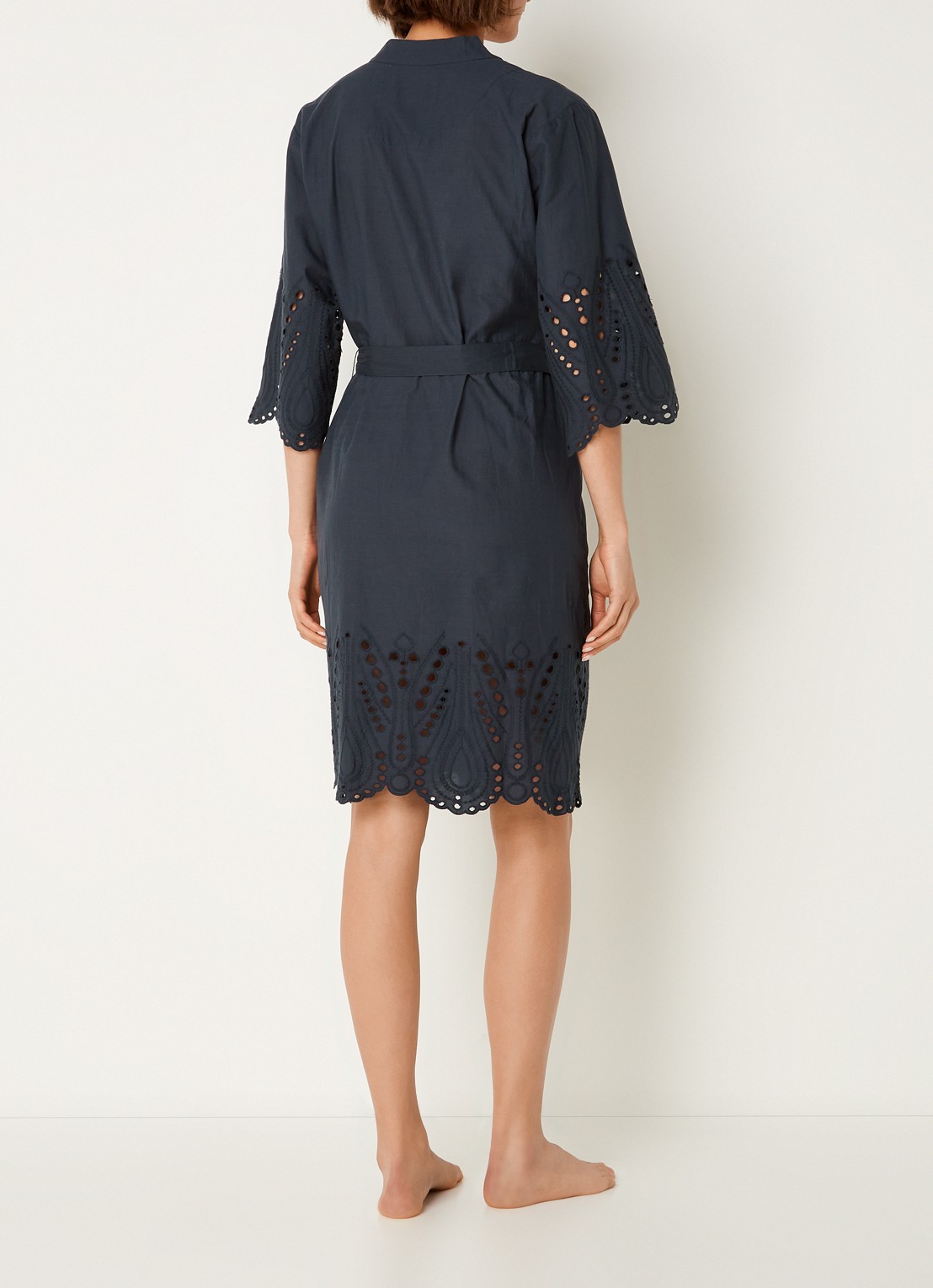 Essenza Sarai Tilia kimono met broderie - achterkant donkerblauw