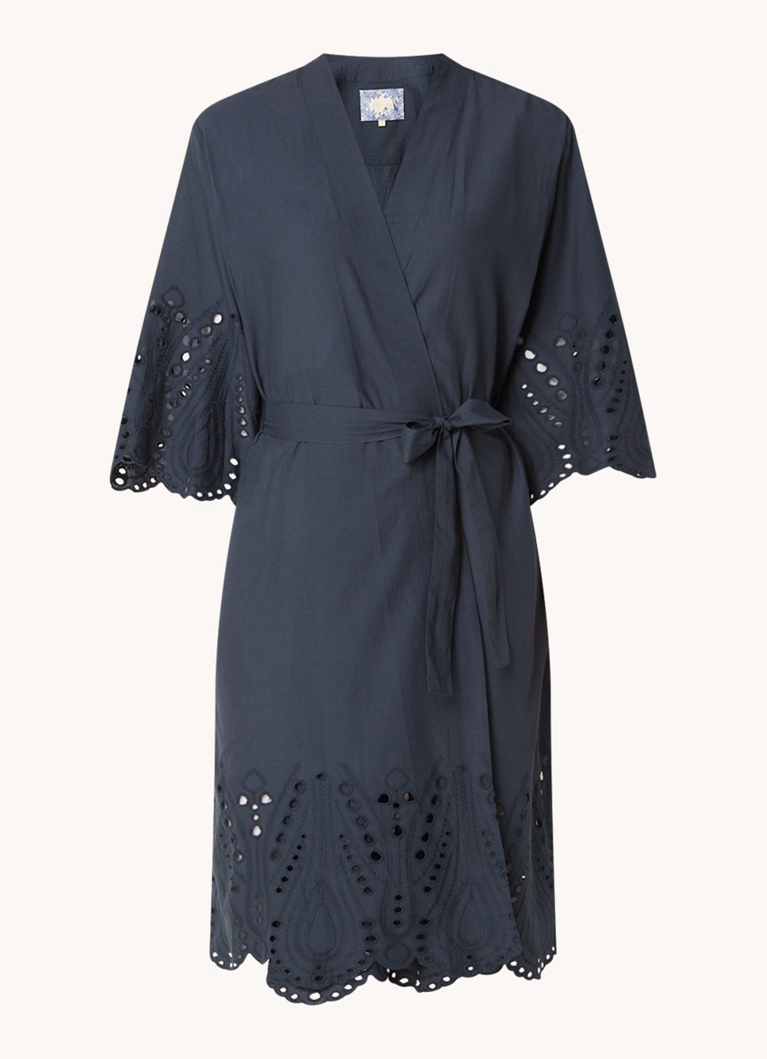 Essenza Sarai Tilia kimono met broderie - voorkant 2 donkerblauw