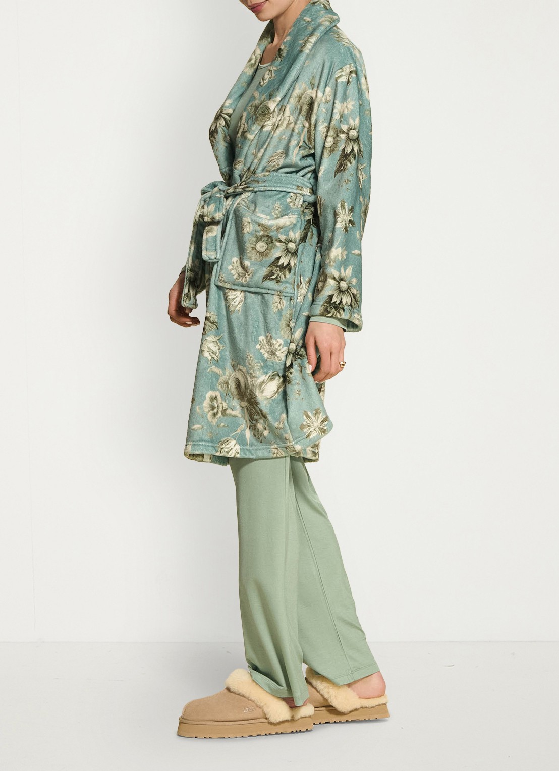 Essenza Steff Florean badjas met bloemenprint - detail 4 groen