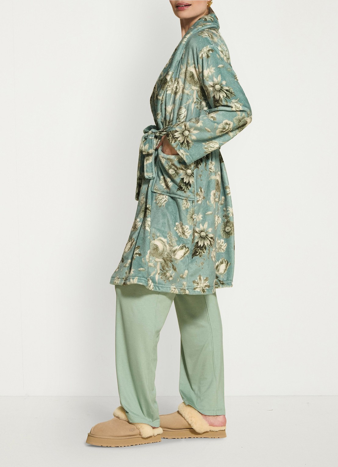 Essenza Steff Florean badjas met bloemenprint - detail 5 groen