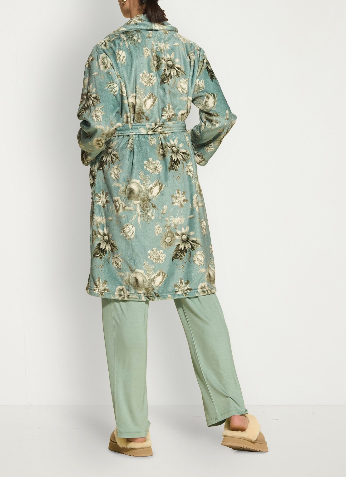 Essenza Steff Florean badjas met bloemenprint - detail 6 groen