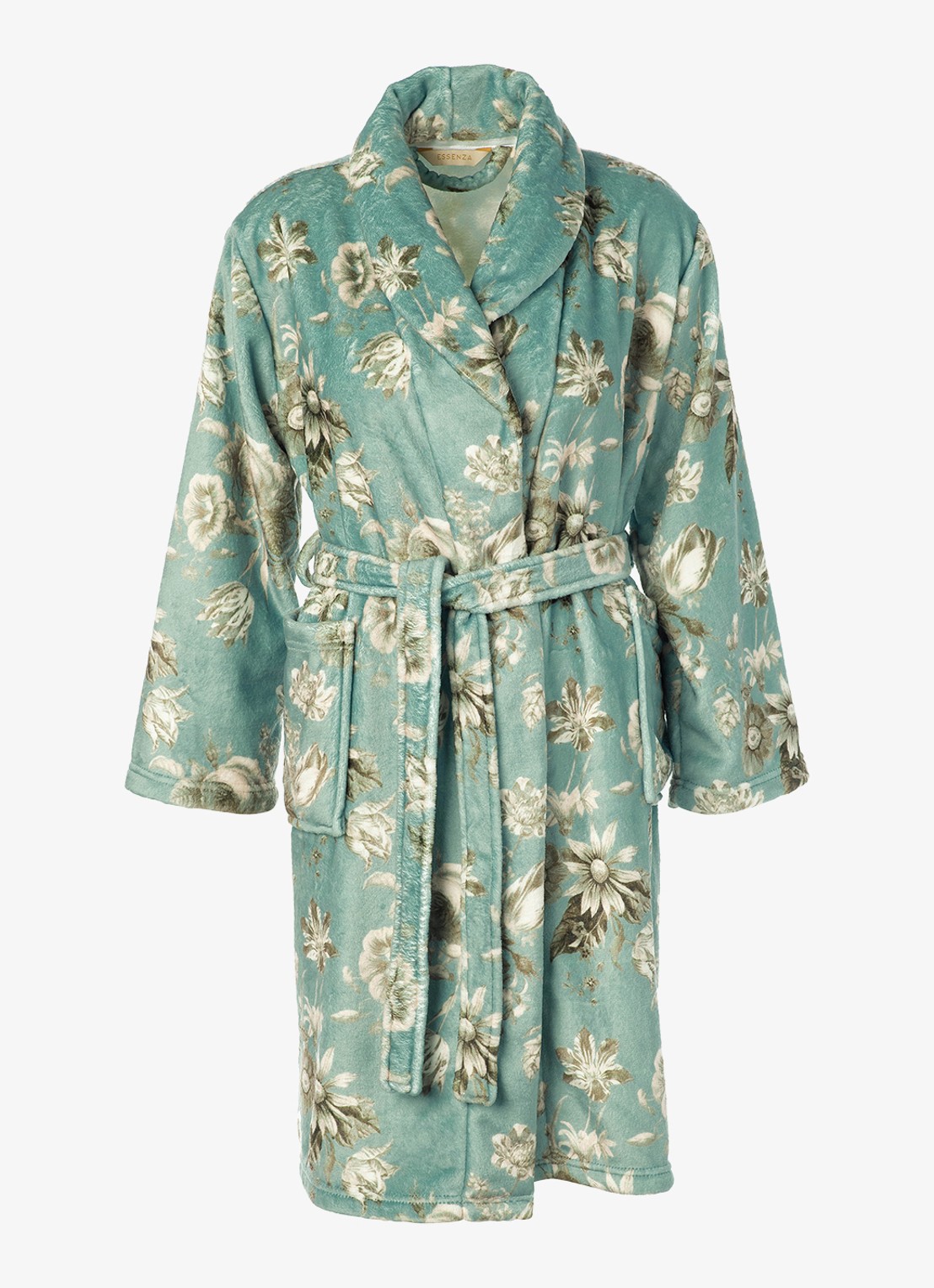 Essenza Steff Florean badjas met bloemenprint - voorkant 2 groen
