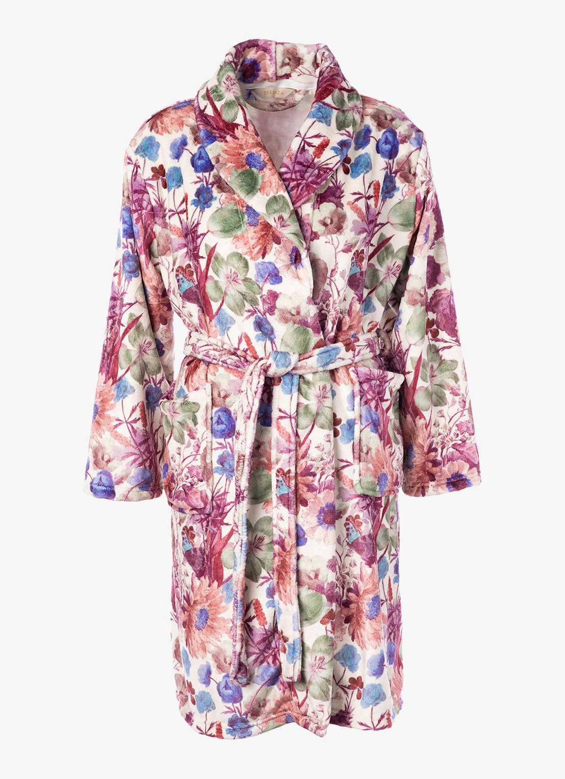 Essenza Steff Violesta badjas met bloemenprint - voorkant 4 vanillegeel
