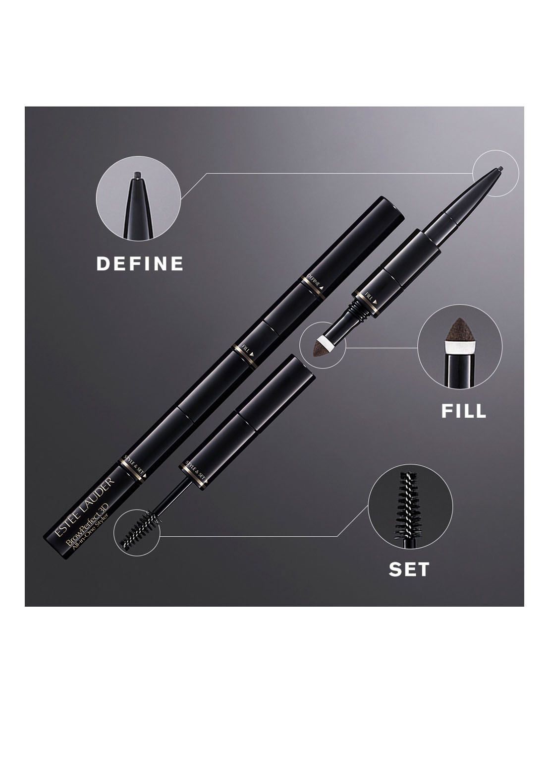 Estée Lauder Brow Perfect 3D All-in-One Styler Multi-Tasker - 3-in-1 wenkbrauwpotlood - detail 5 cool grey