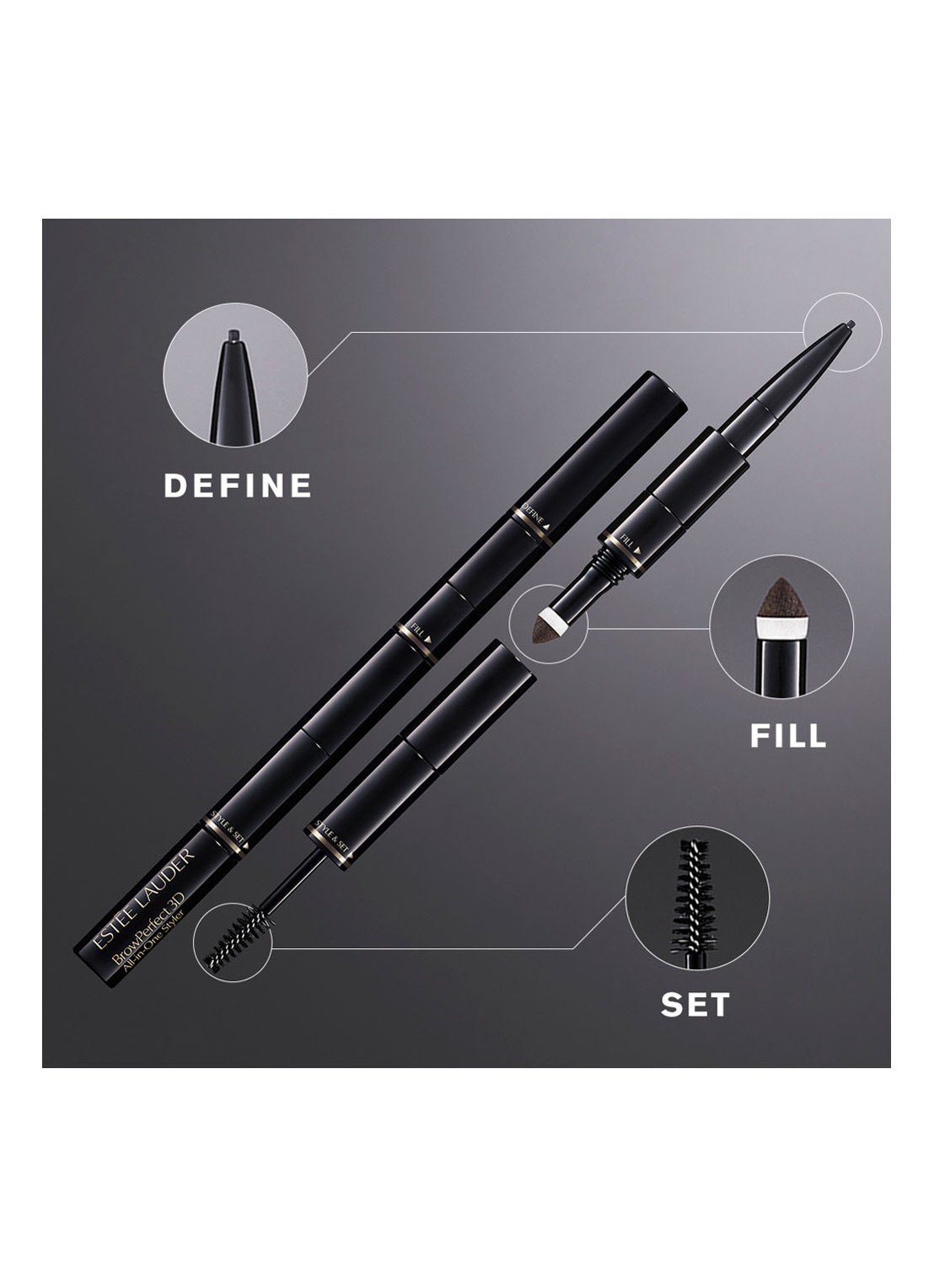 Estée Lauder Brow Perfect 3D All-in-One Styler Multi-Tasker - 3-in-1 wenkbrauwpotlood - detail 6 taupe