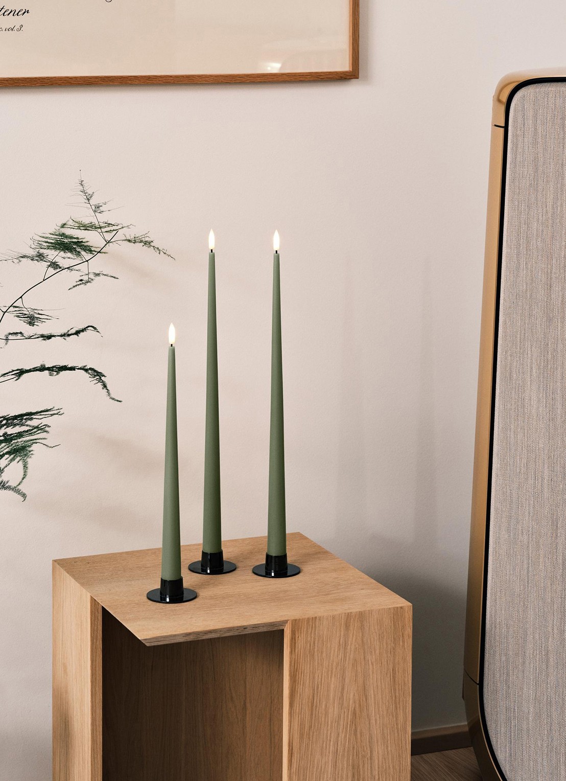 ester & erik LED-kaars 30 cm set van 2 - voorkant 2 groen