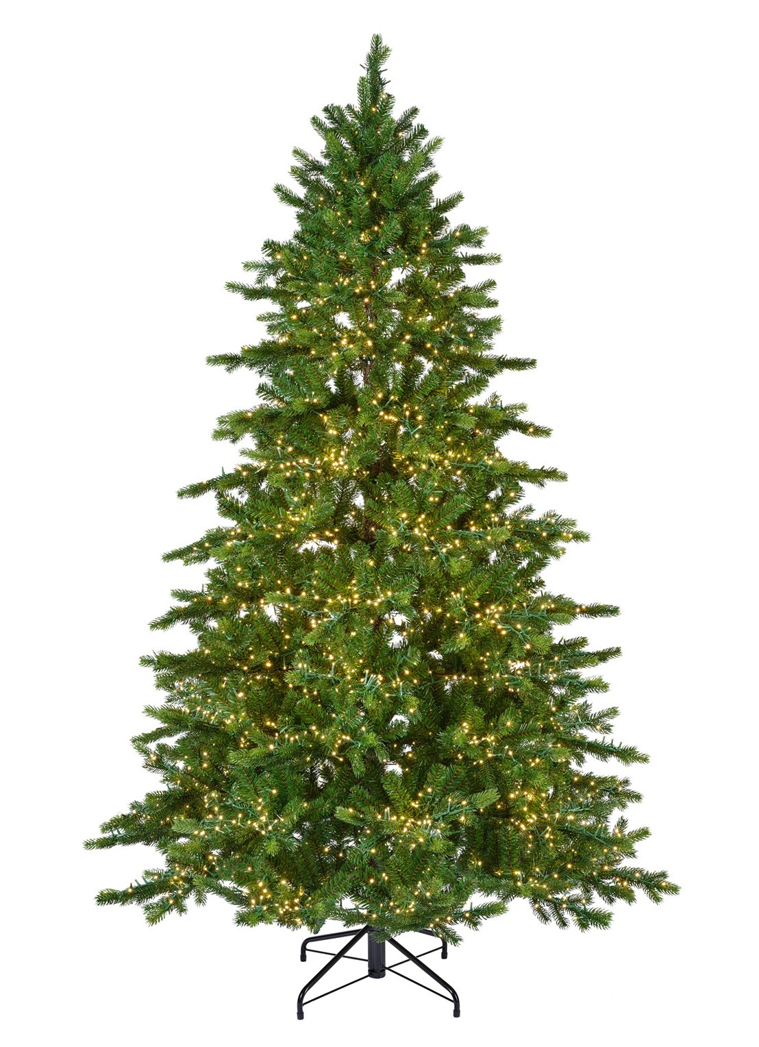 Everlands Galloway Spruce kunstkerstboom met LED verlichting 240 cm - voorkant groen