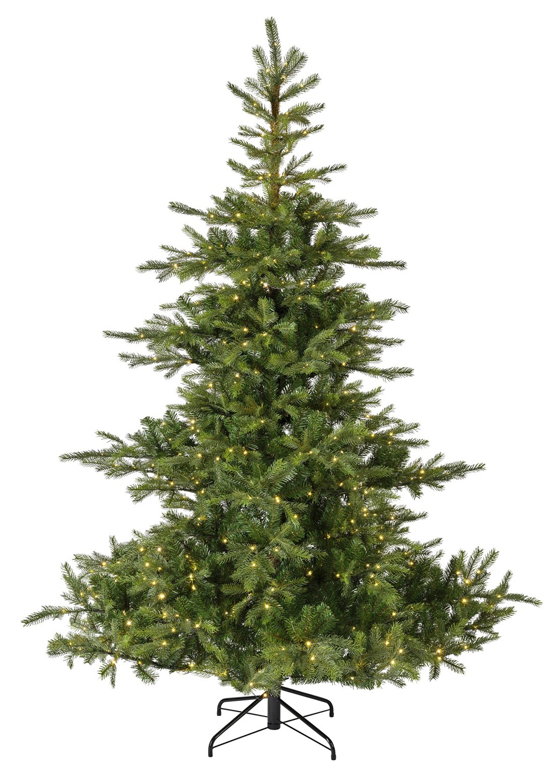 Everlands Grandis Fir kunstkerstboom met LED verlichting 180 cm - voorkant groen