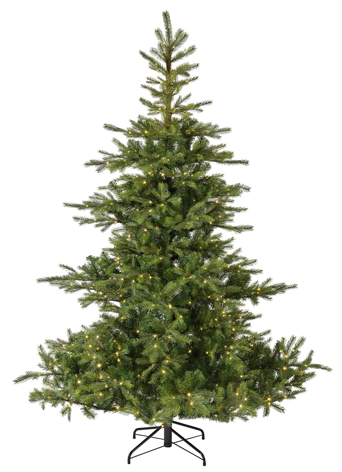 Everlands Grandis Fir kunstkerstboom met LED verlichting 240 cm - voorkant groen